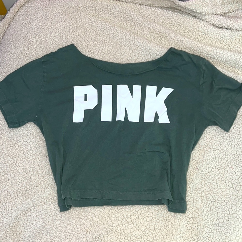 Dark green Pink brand crop top